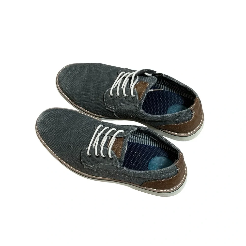 Nunn Bush Mens Barklay Canvas Oxford Comfort Gel Shoes Gray Brown  Size 8.5 W